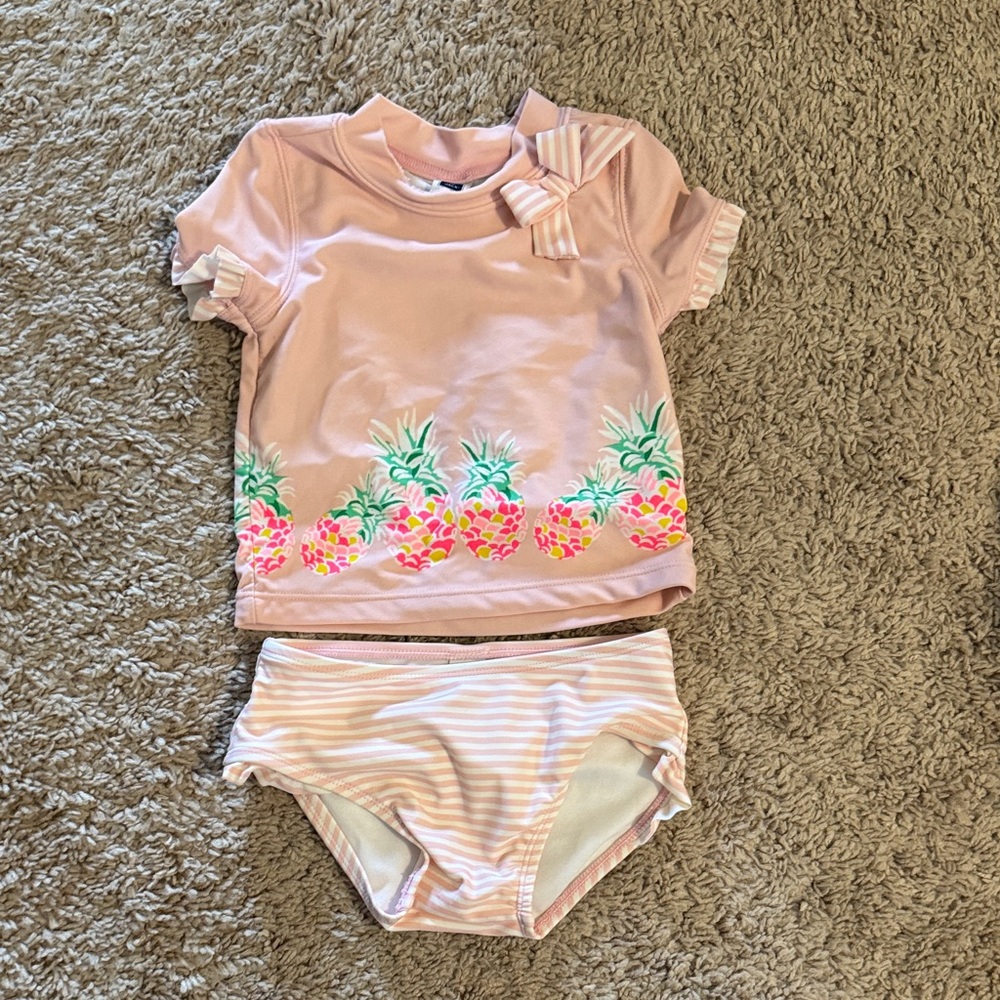 Janie and Jack Pink Pineapple Rashguard Set